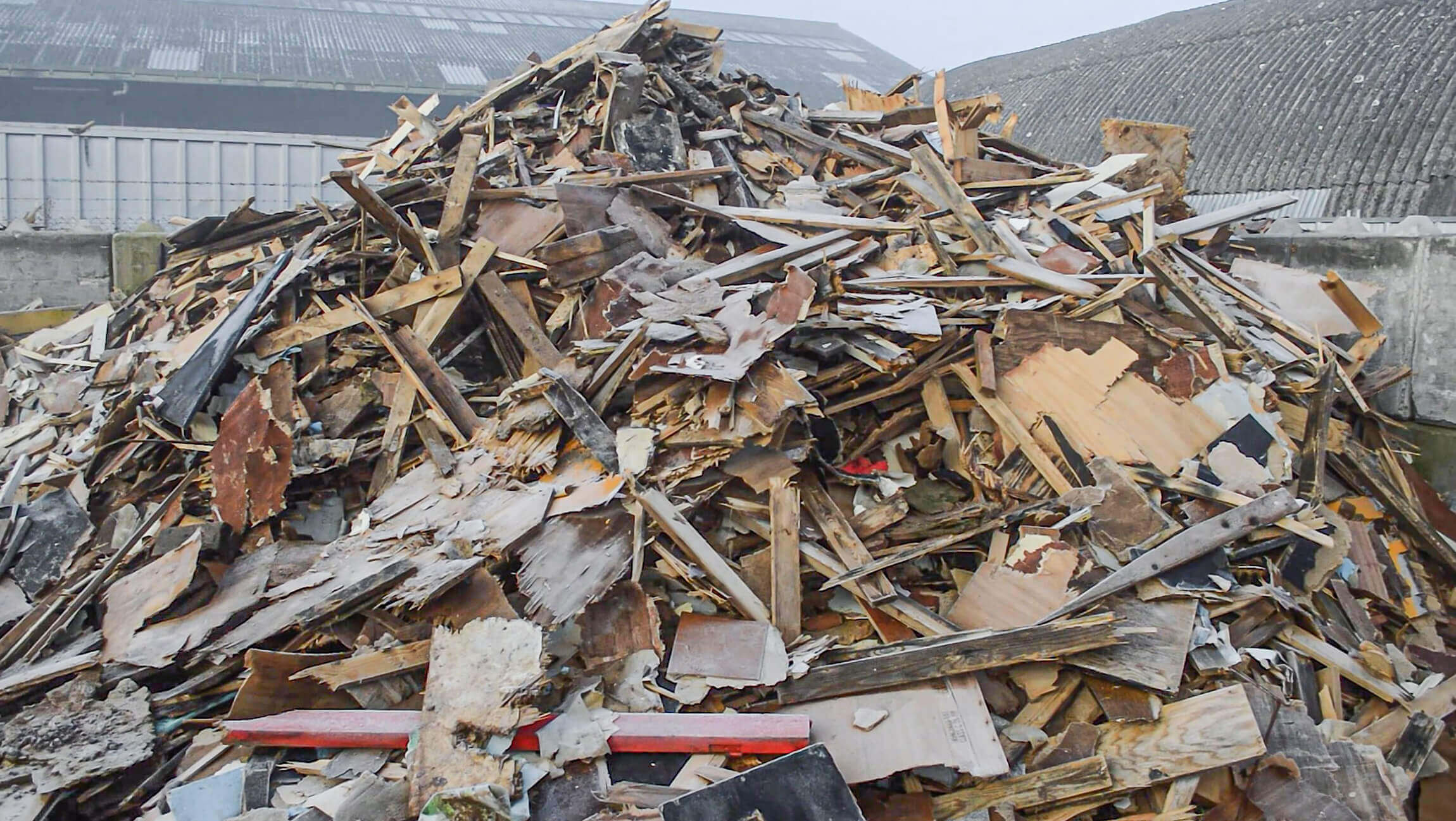 Unwanted wood set before shredding