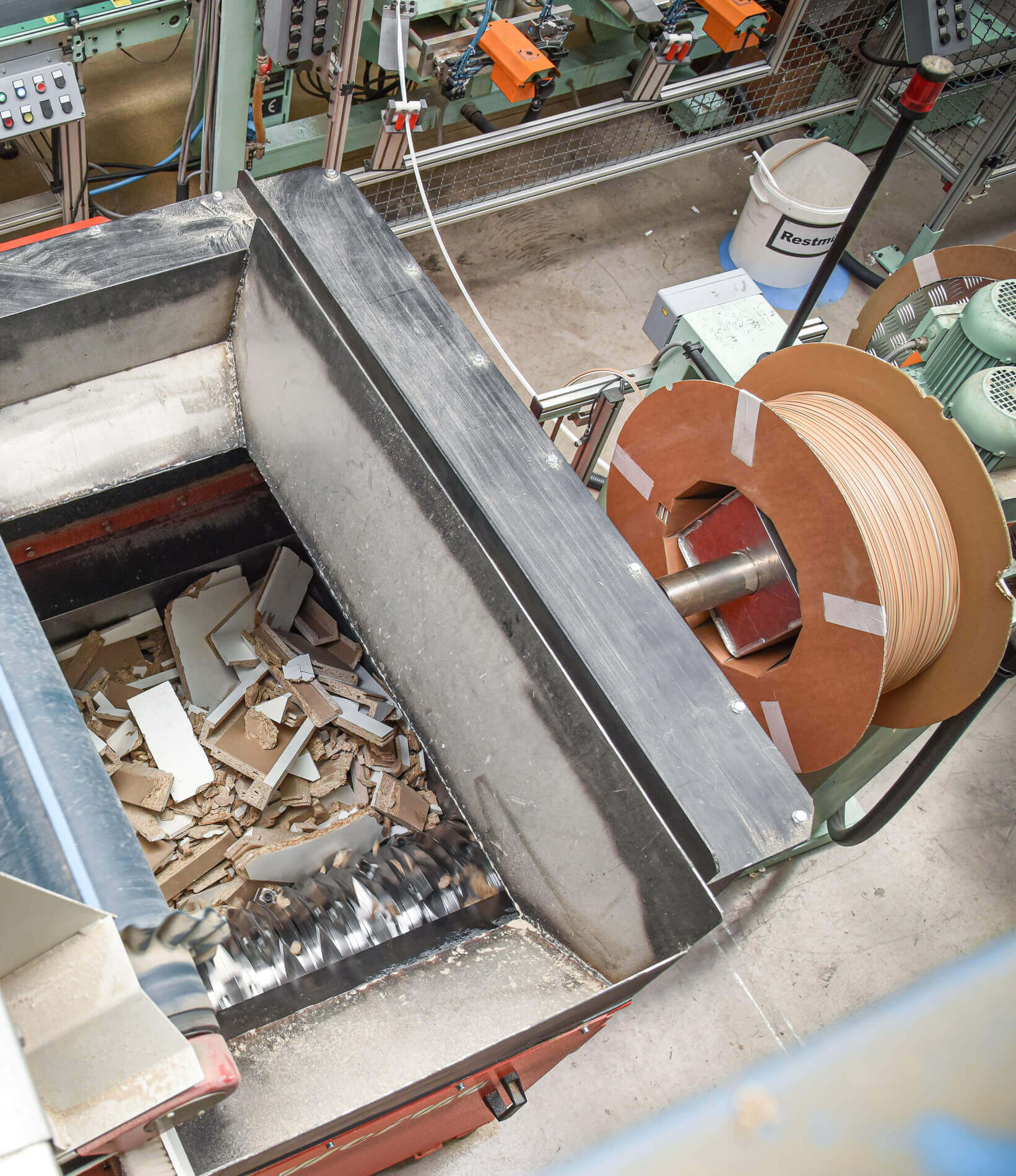 Sustainability: View into the shredder hopper