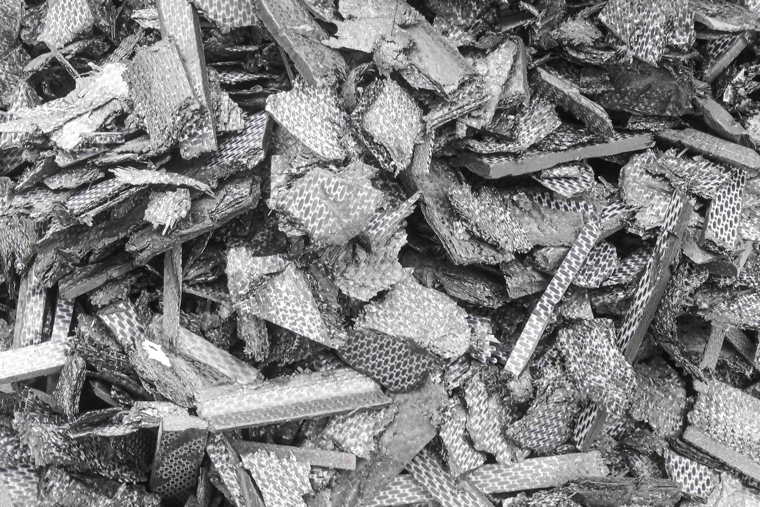 Carbon fibers with epoxy resin after shredding with WEIMA shredder