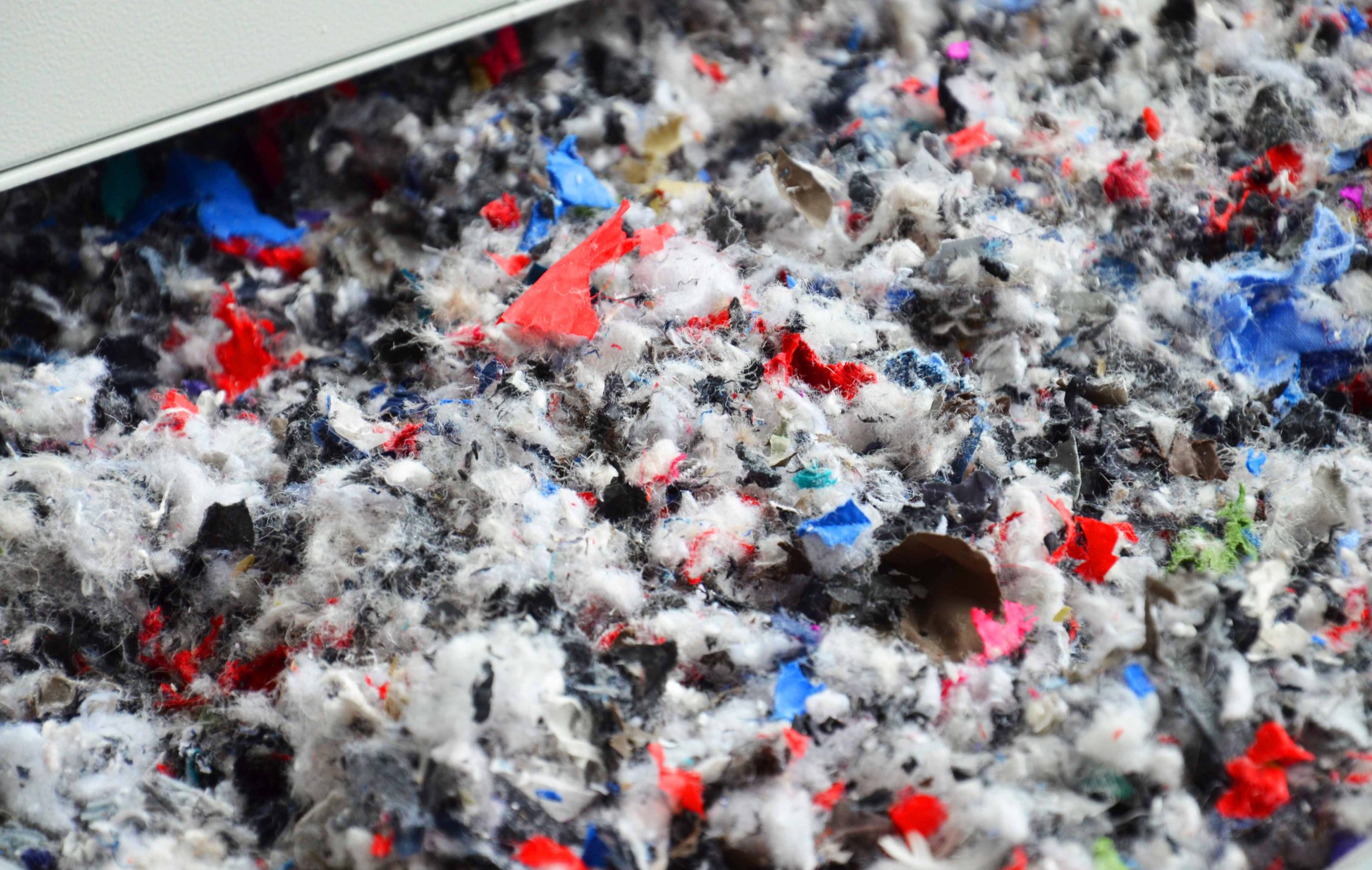 Downy feathers after the shredding process