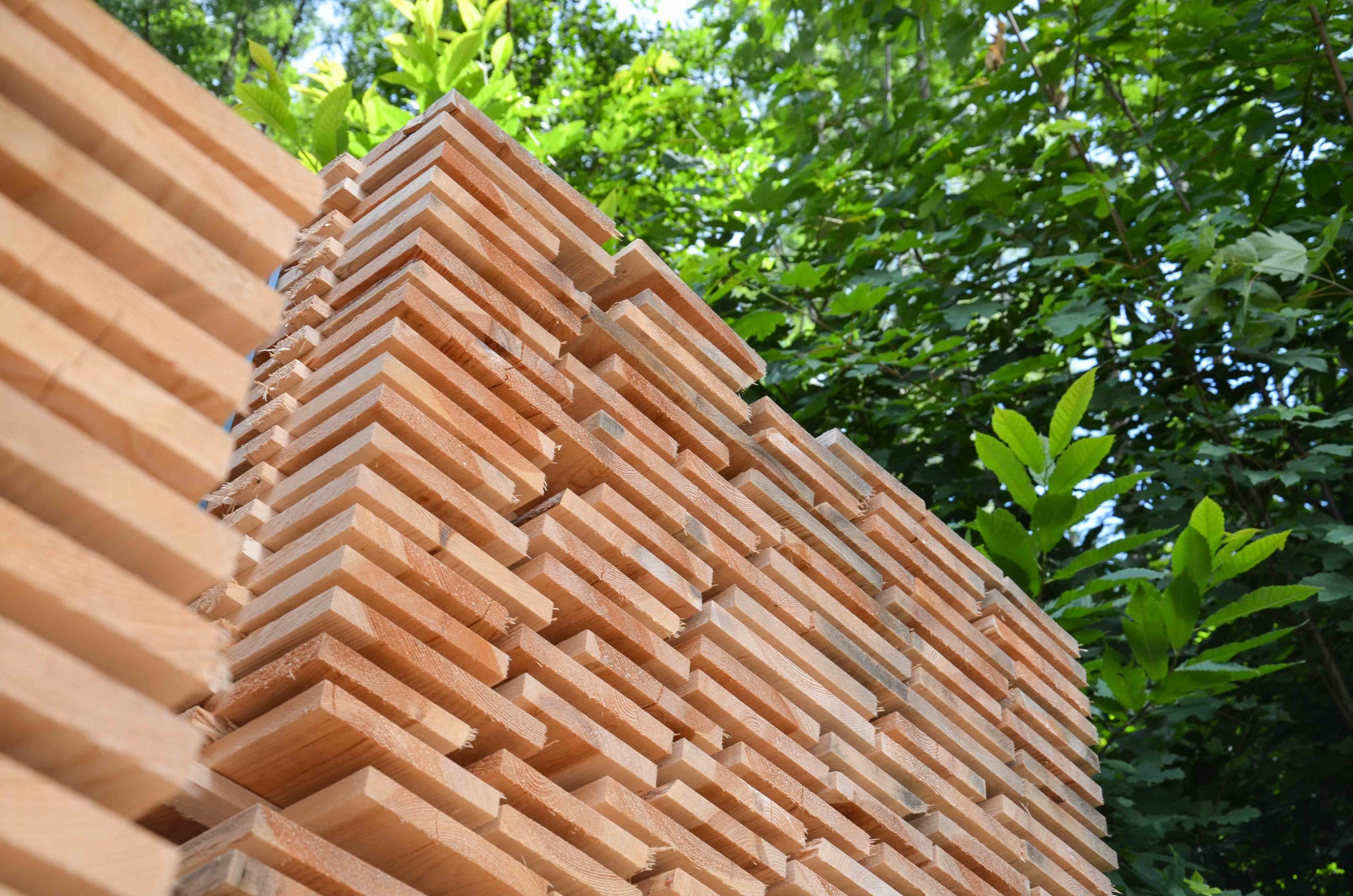 Stack with cut wood scraps