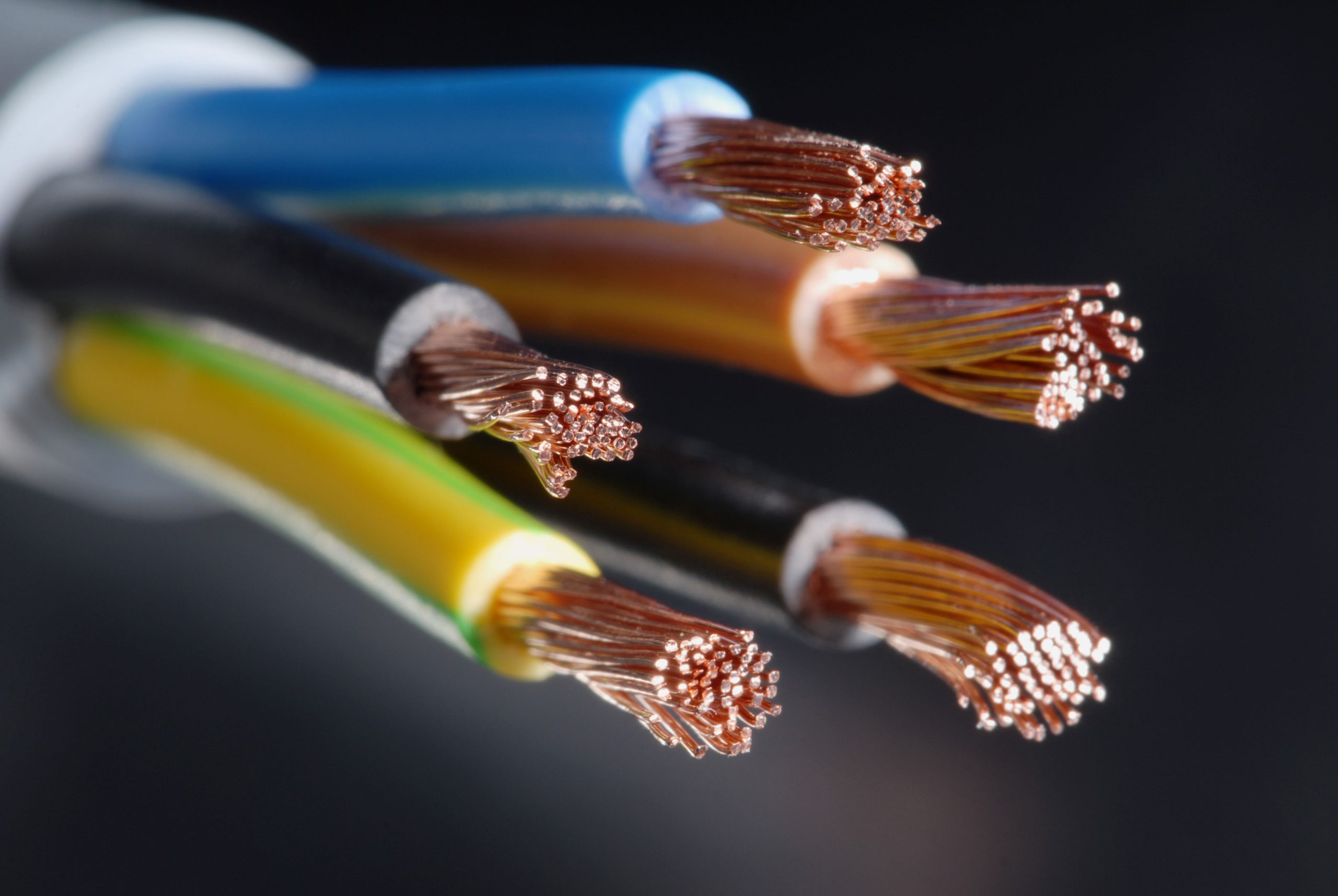Cables with copper wire before the recycling process