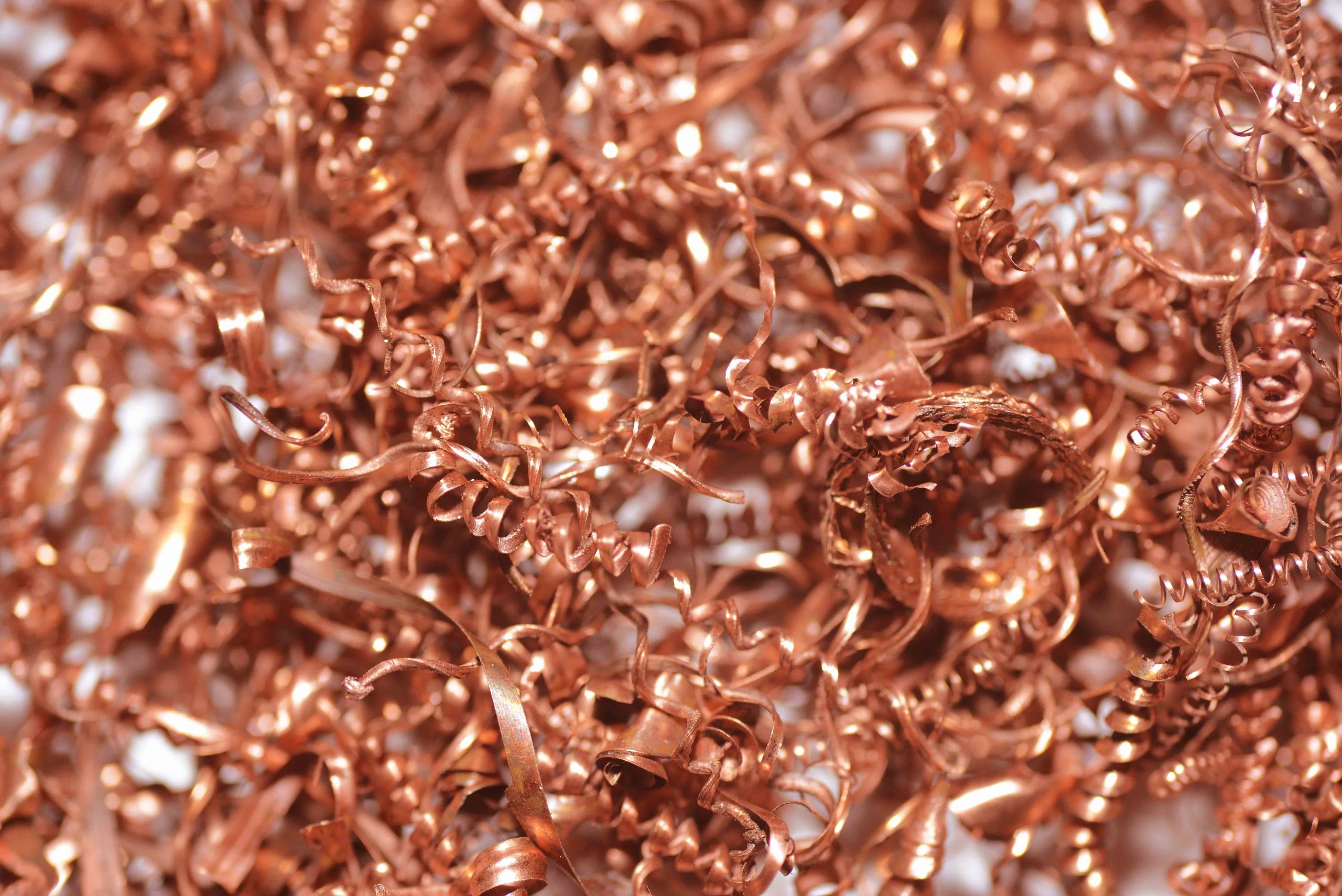 Copper shavings for recycling