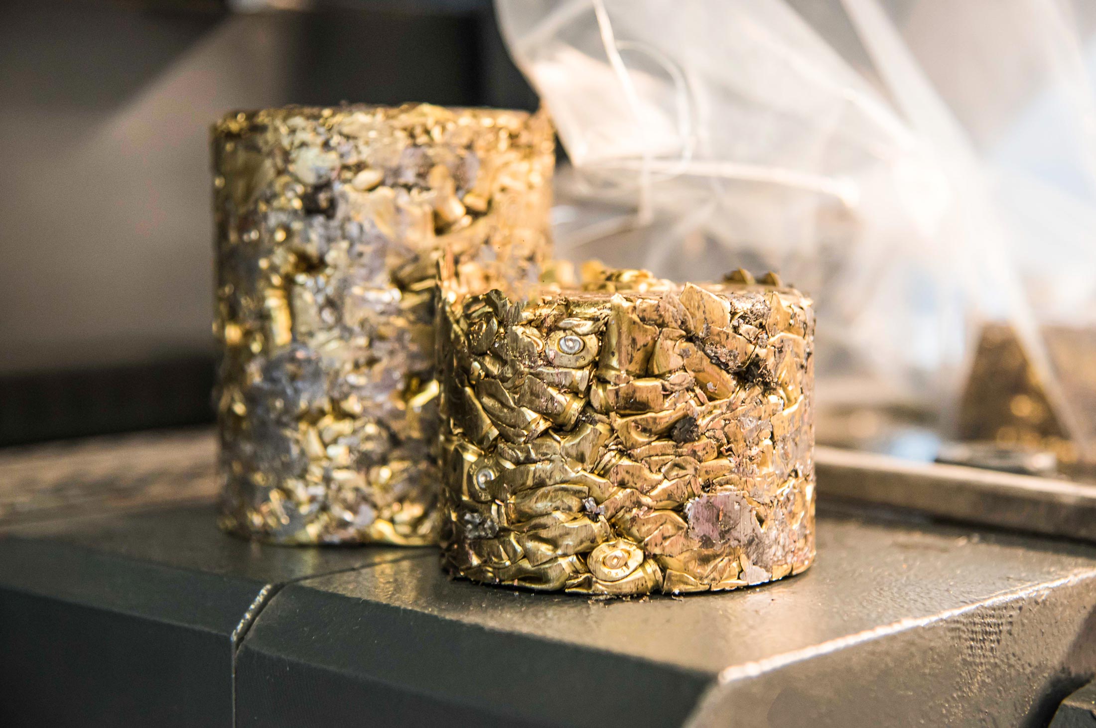 Briquettes from cartridge cases