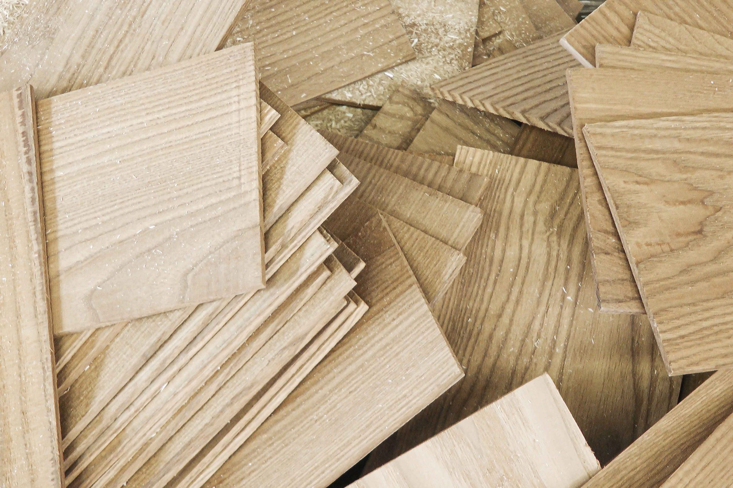 Wood waste such as plywood cuttings