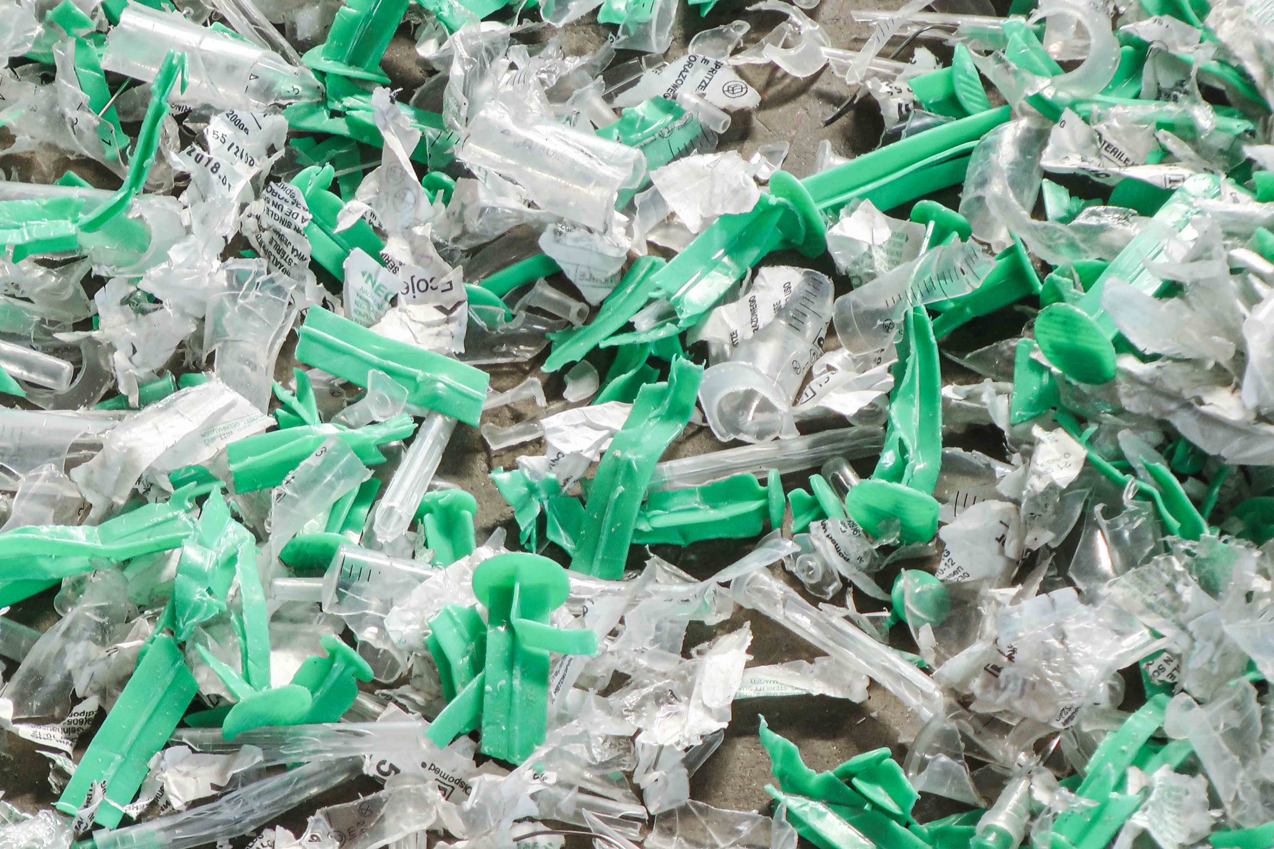 Plastic syringes can be recycled after the shredding process