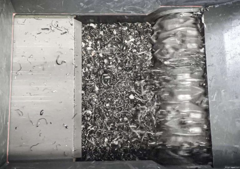 Shavings in the cutting chamber of the WEIMA shredder
