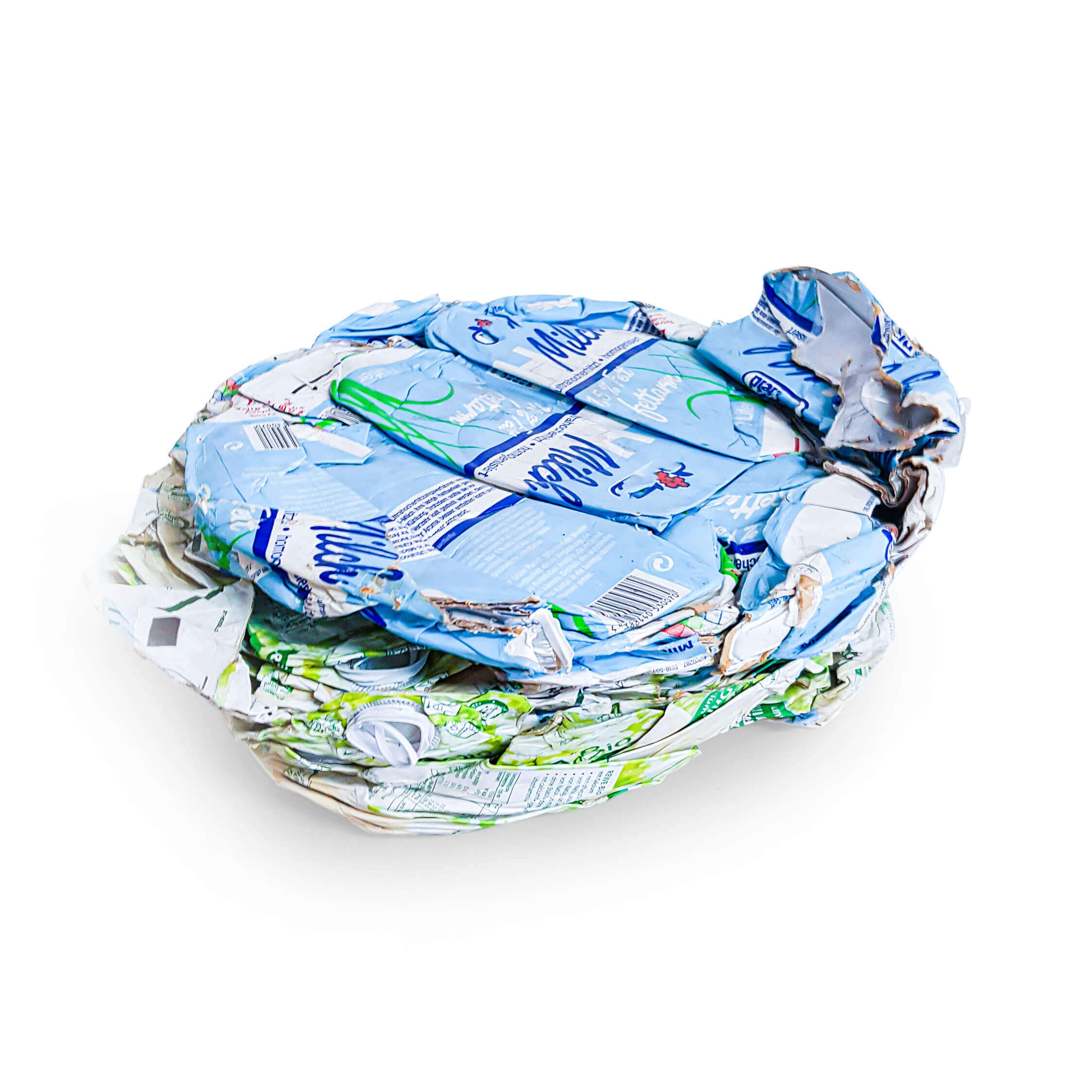 Compacted disk of milk TetraPak packaging