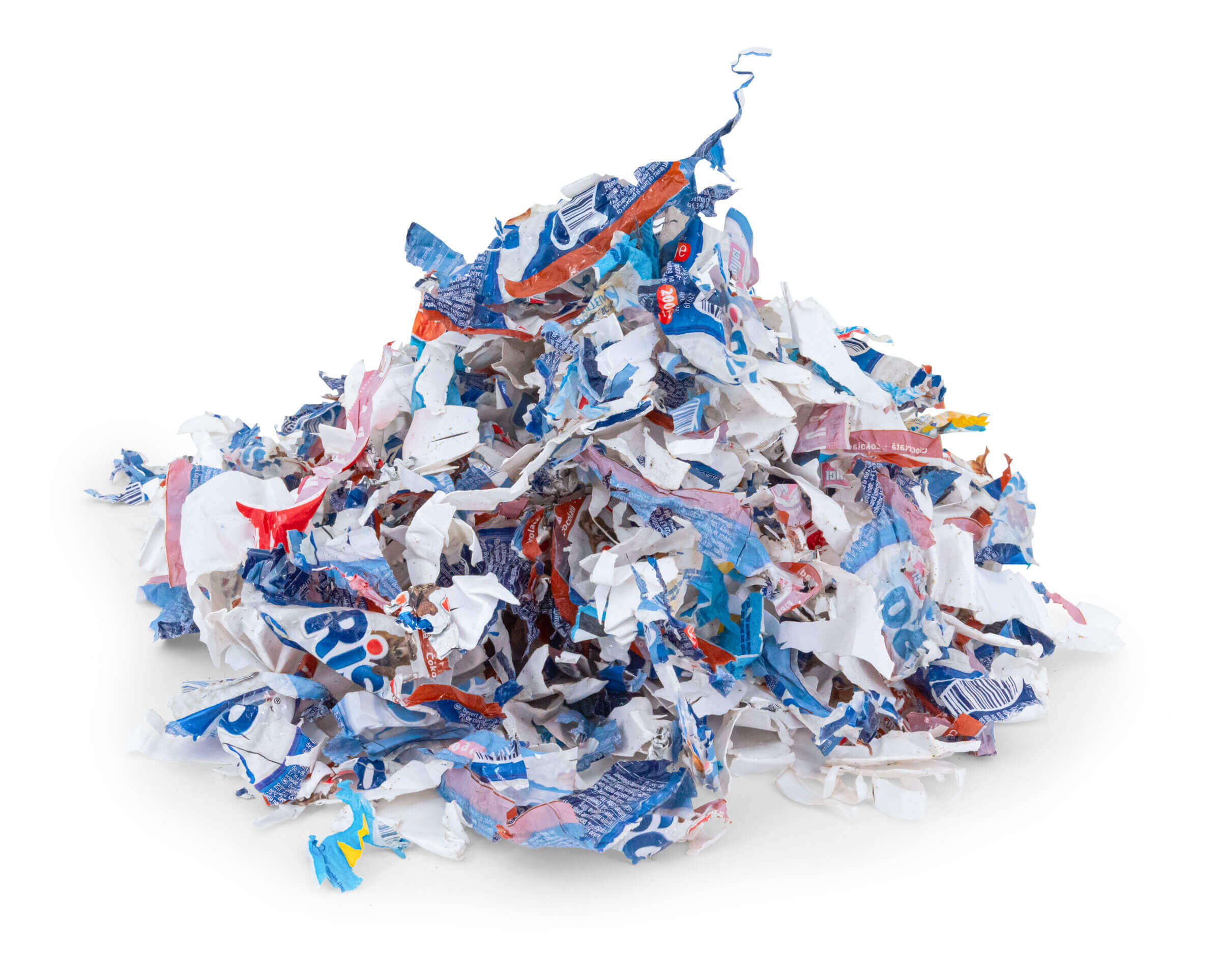 Yoghurt cups after shredding with WEIMA shredder