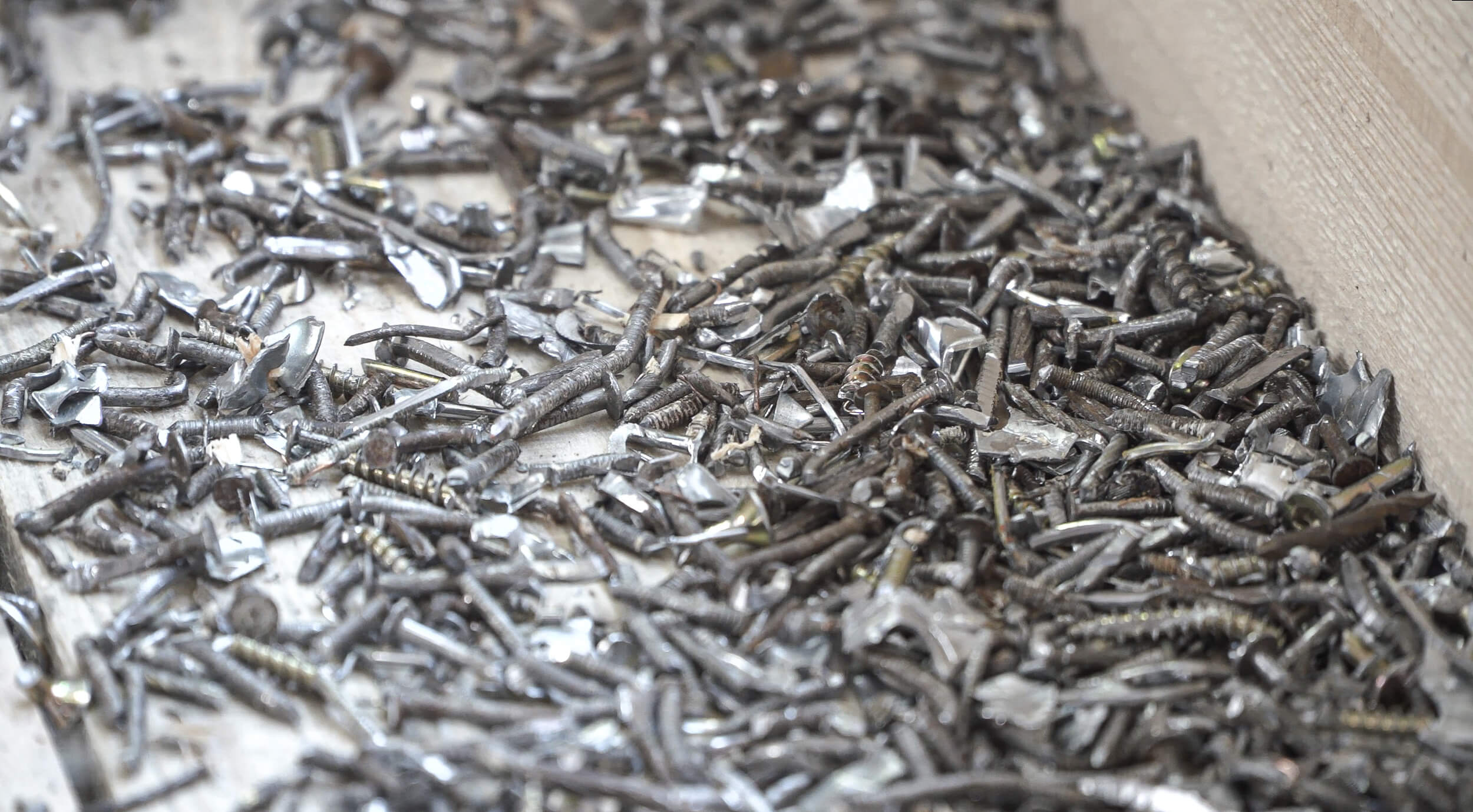 Metal nails and screws after metal separation
