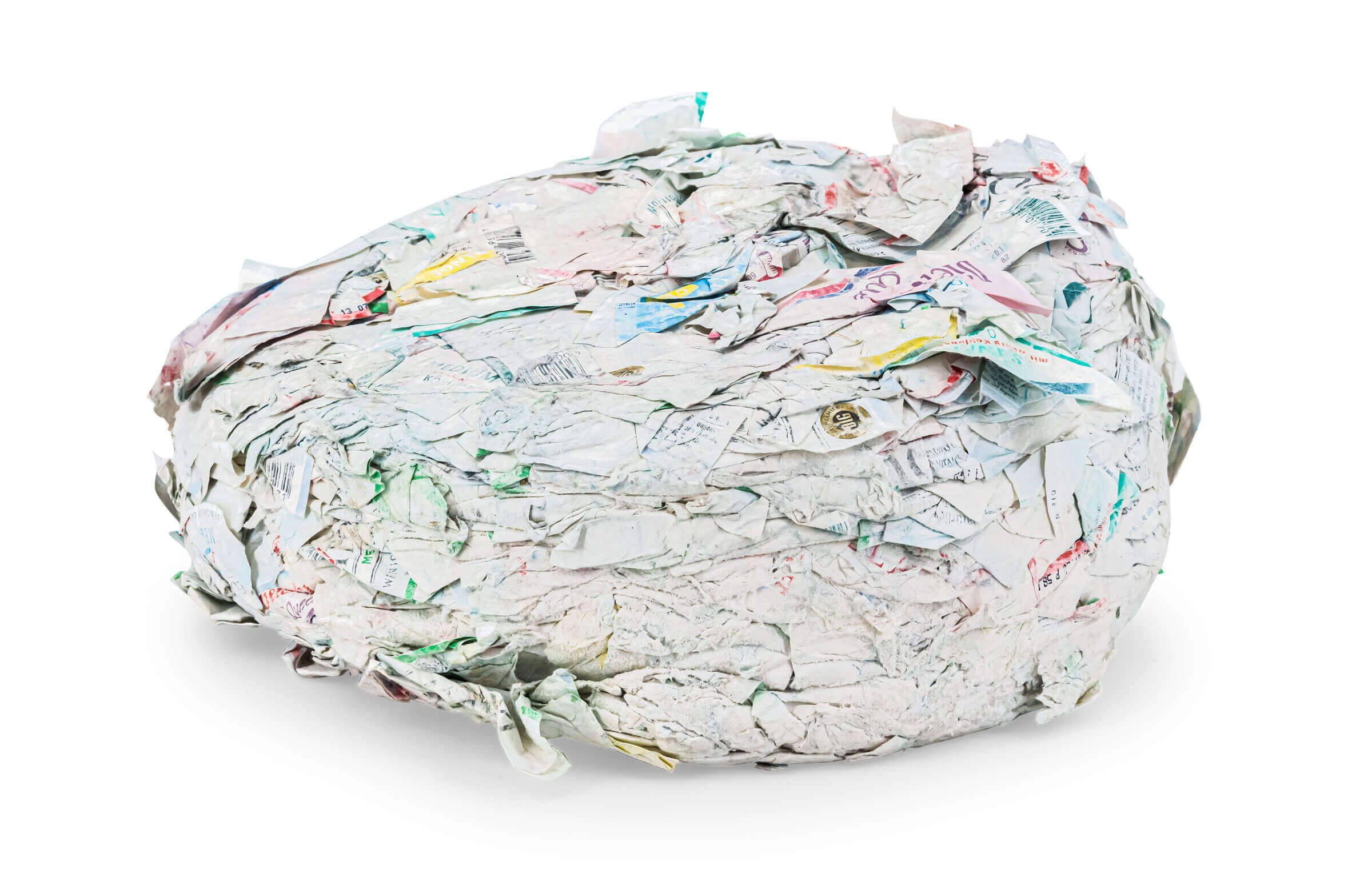 Compacted paper labels into discs