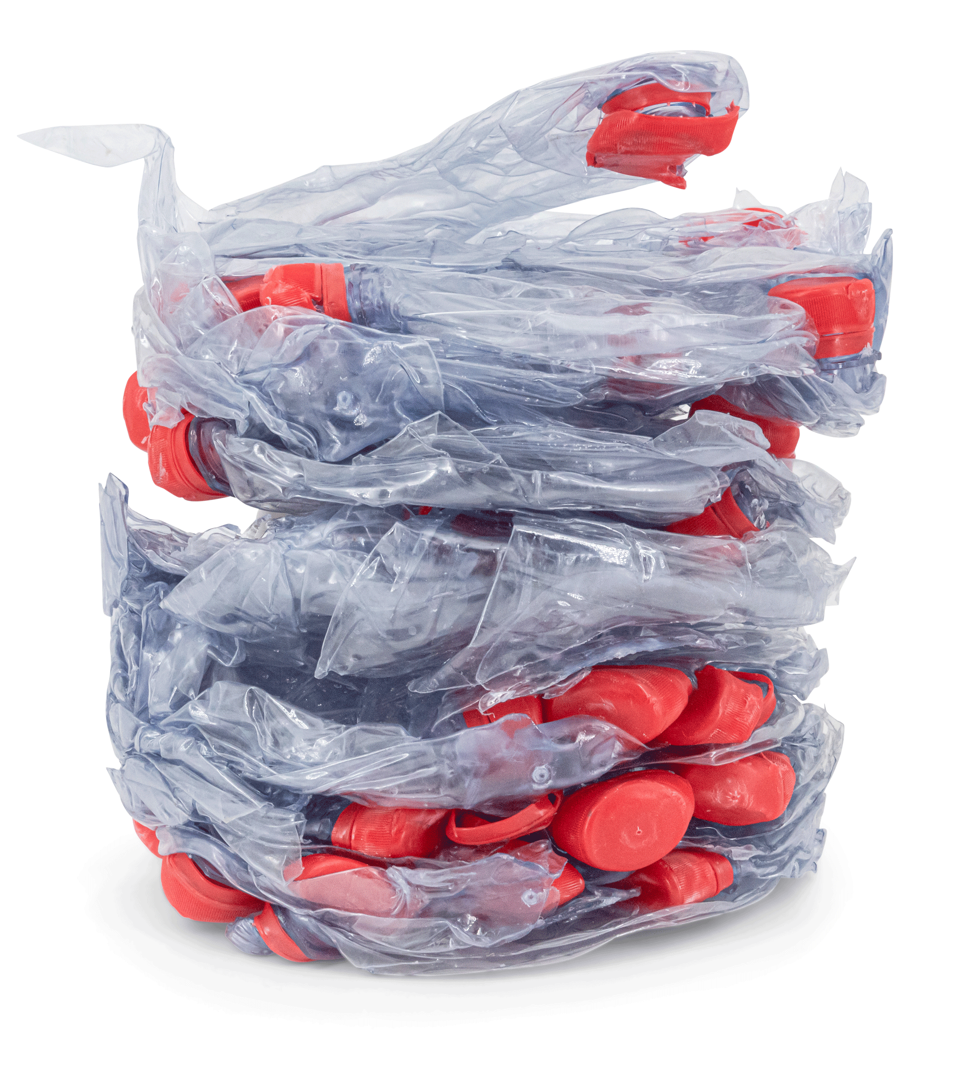 Compacted disks of plastic bottles
