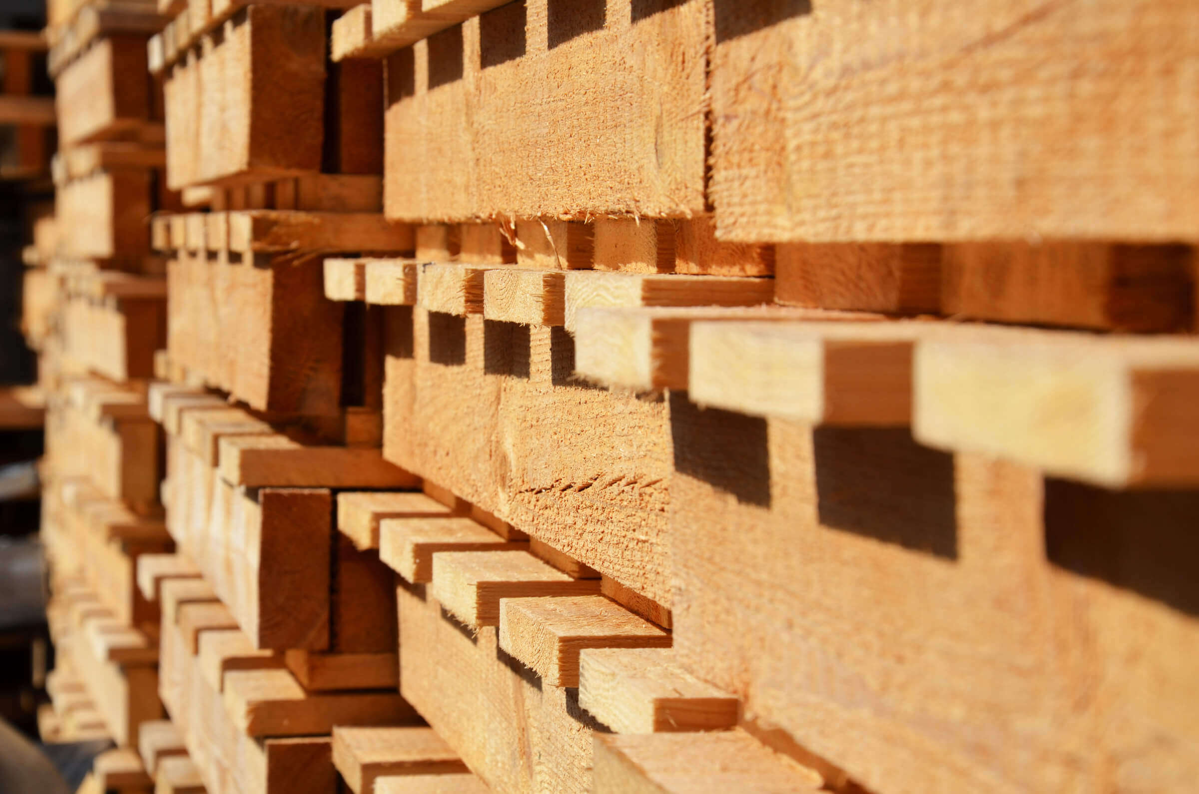 Stack of wooden disposable pallets