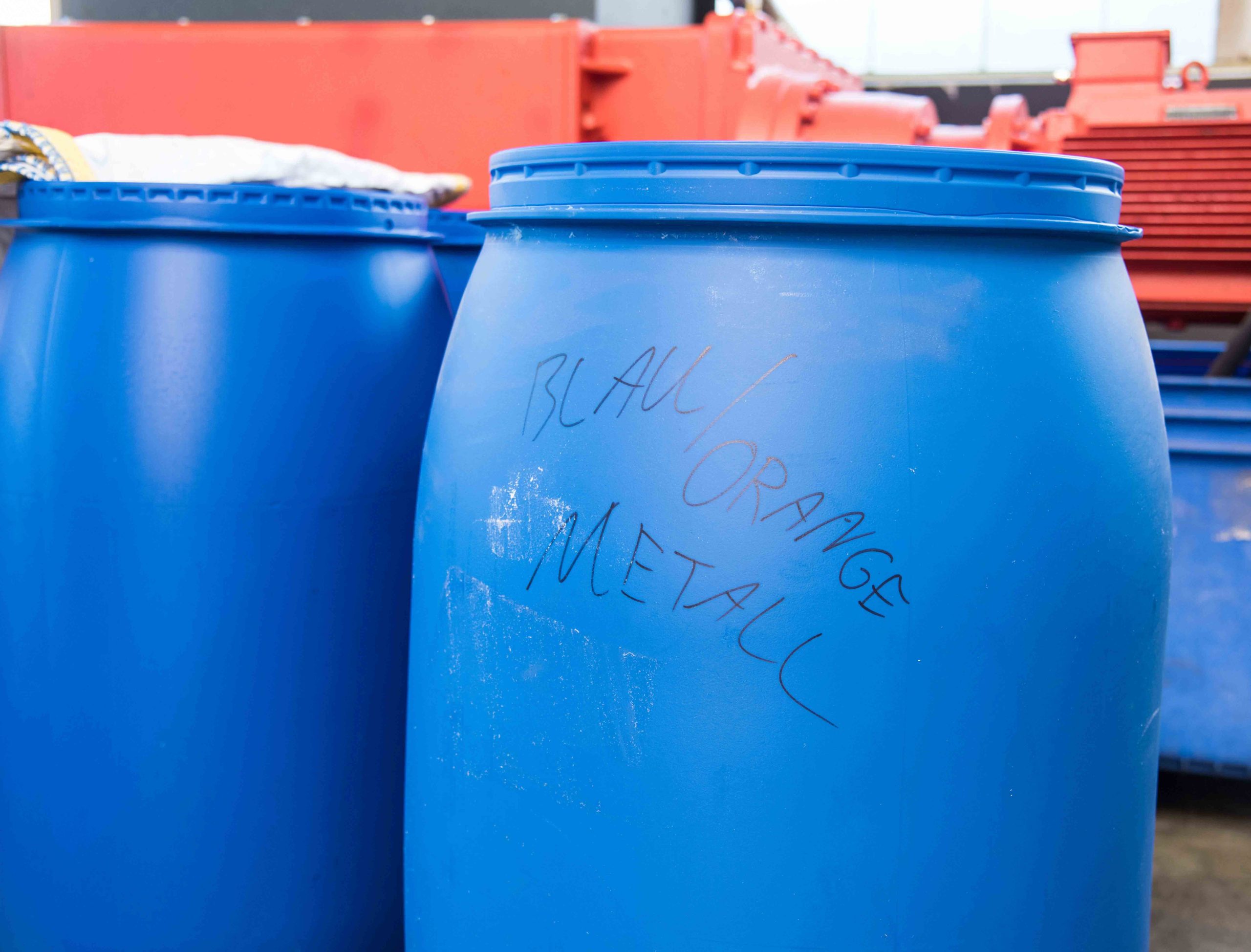 Hard plactis bins before shredding