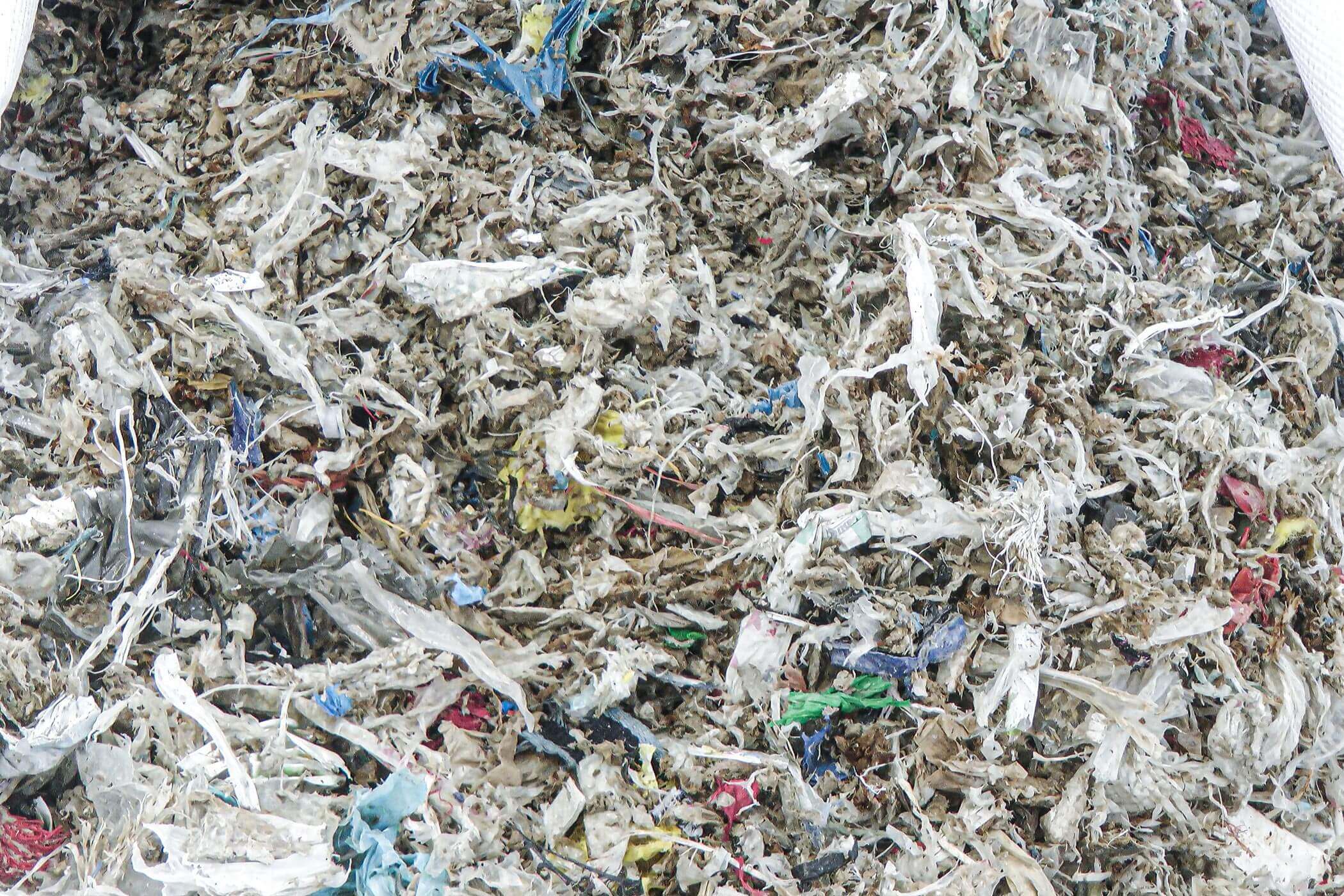 Shredded rejects of plastic, metal