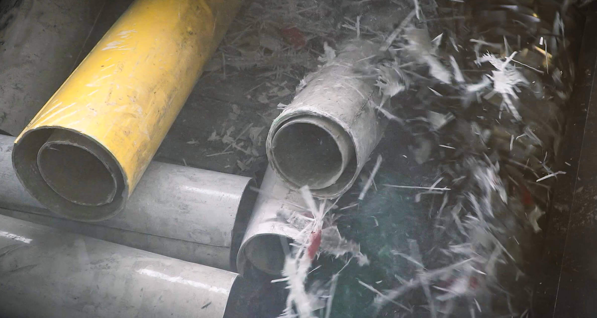 Fiberglass reinforced pipes can be shredded with WEIMA shredders