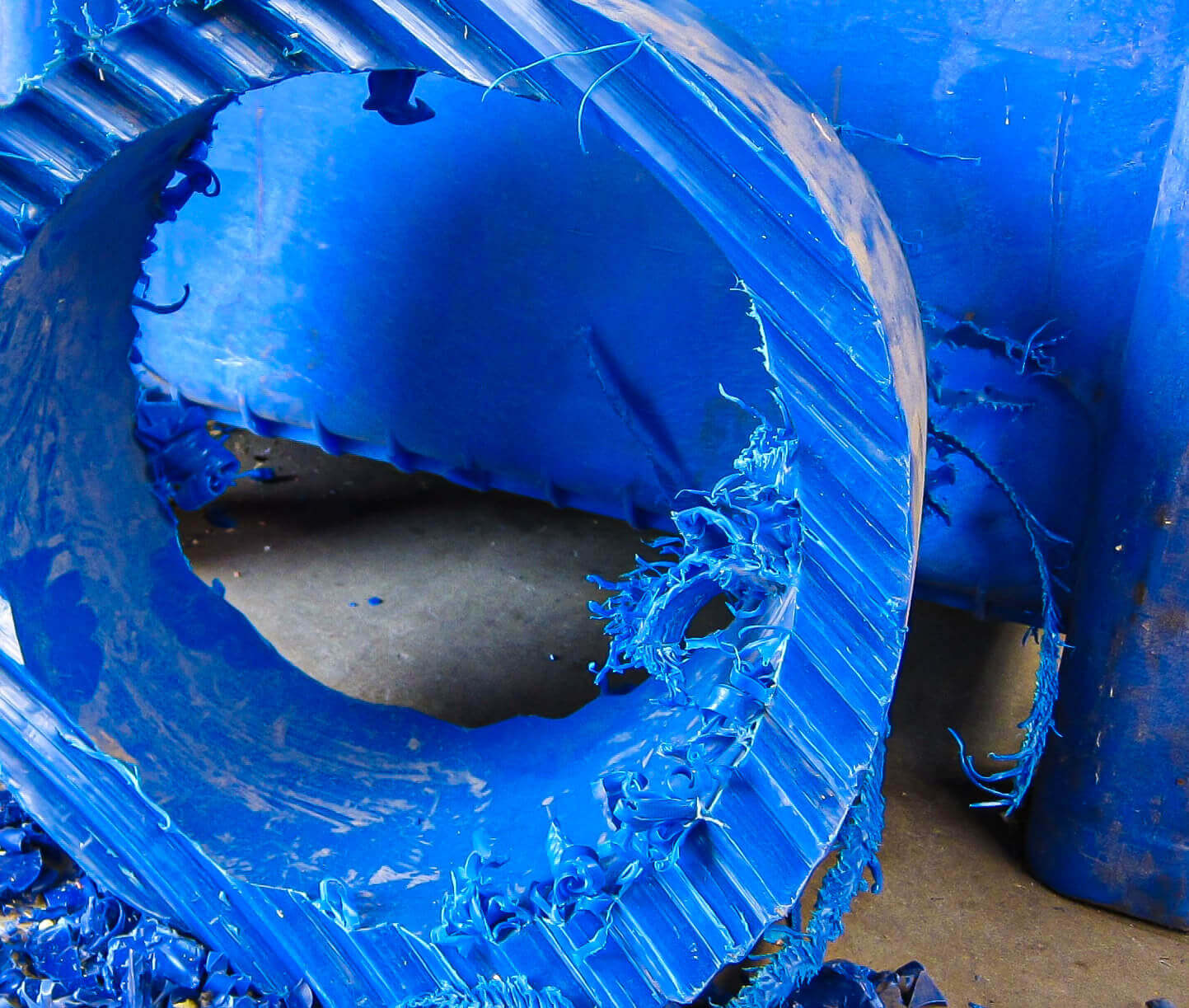 Huge shredded piece of Polypropylene pipe