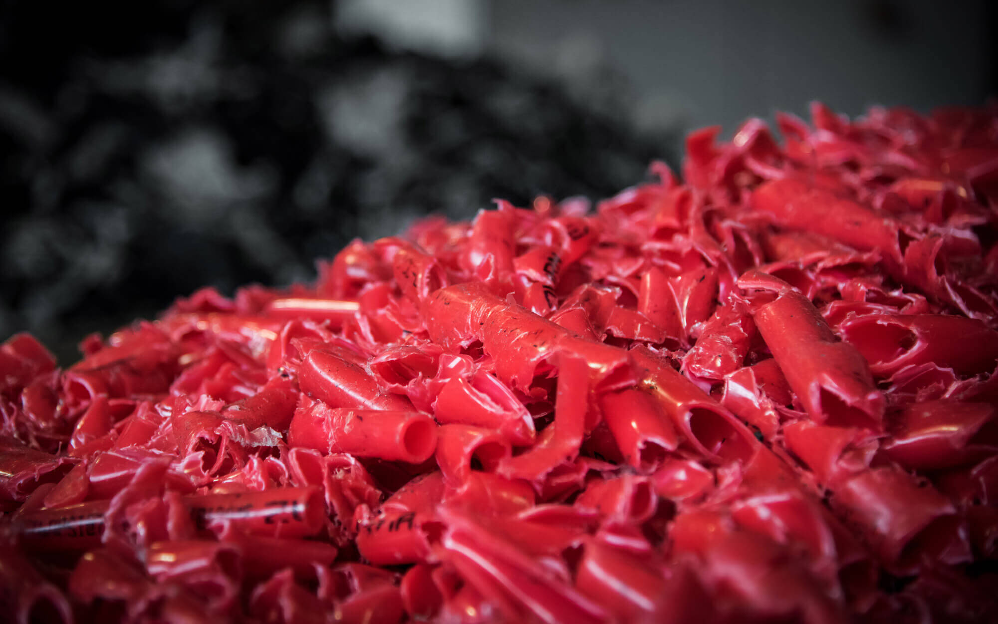 Plastic flakes from shredding plastic pipes