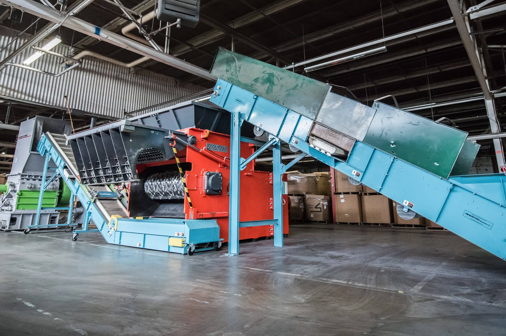 Combination of WEIMA shredder and granulator for plastic pipe recycling