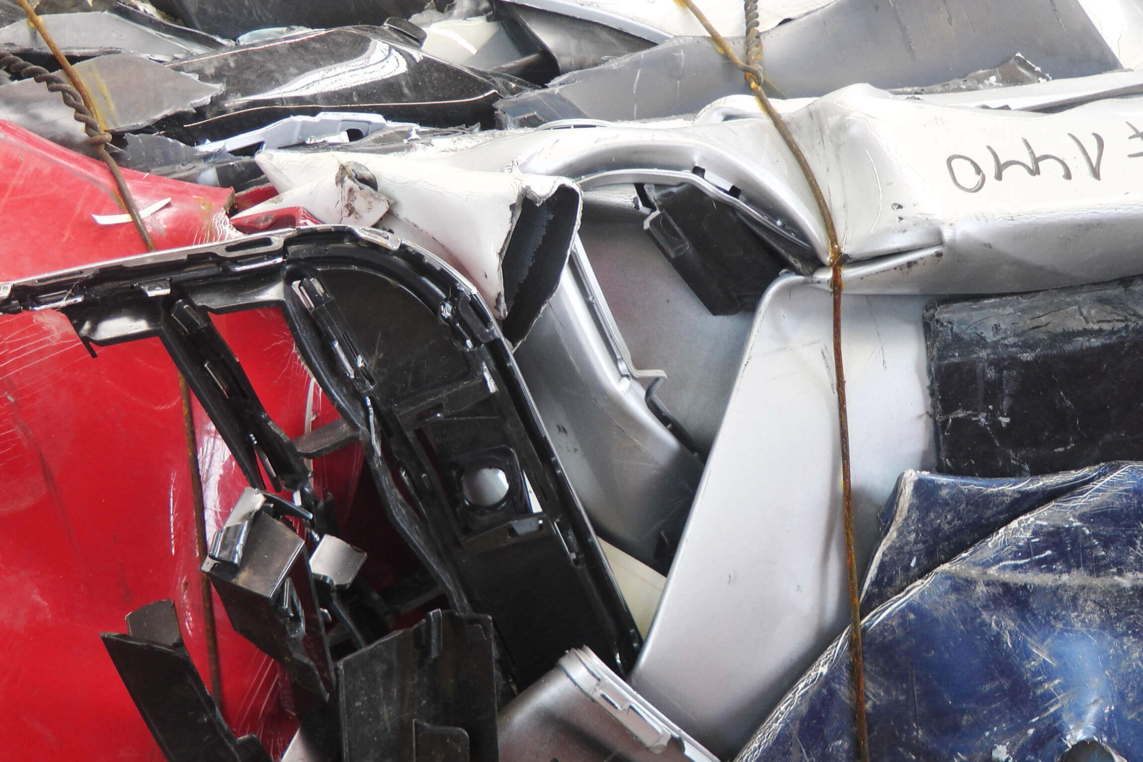 Post-consumer automotive waste car bumpers