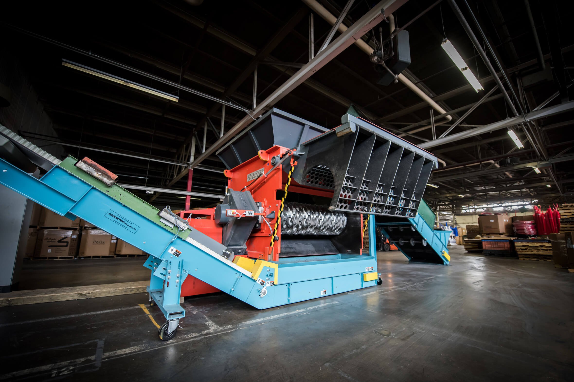 Screen open on WEIMA plastic shredder