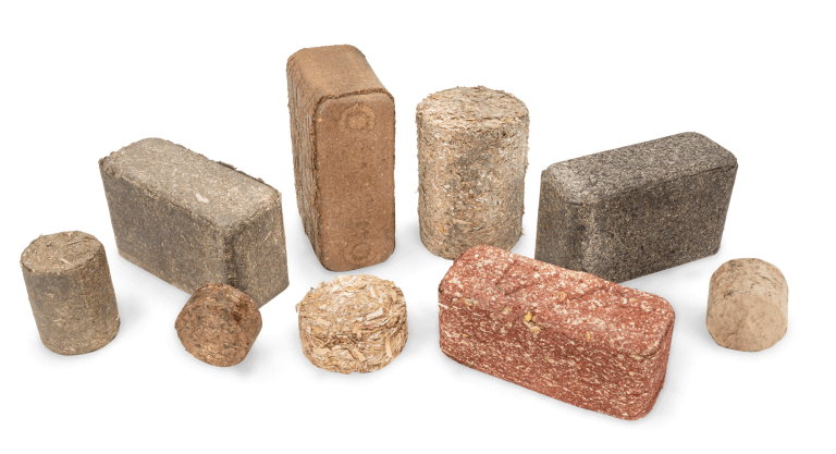 Briquettes biomass round and rectangular