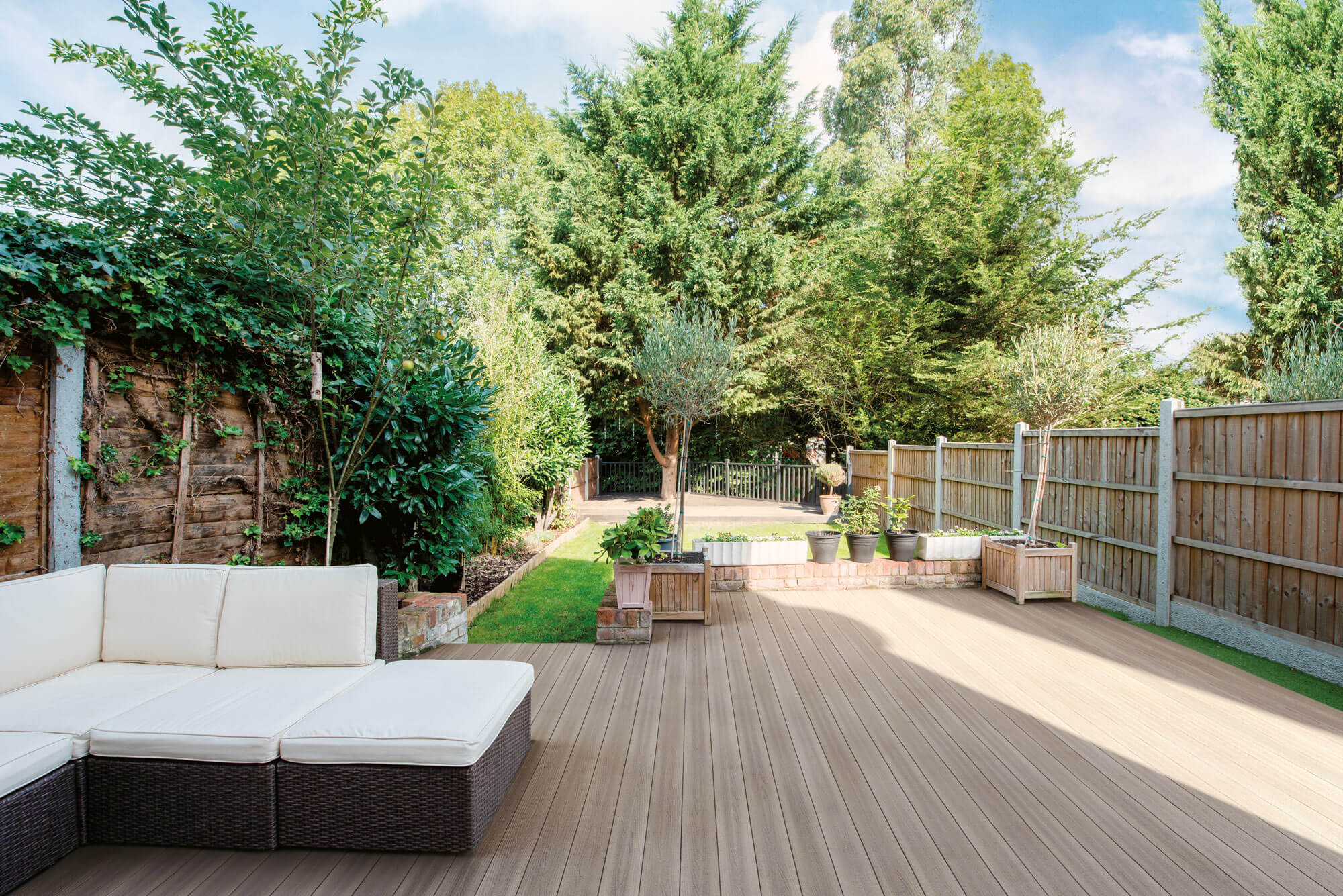 A household porch with composite flooring