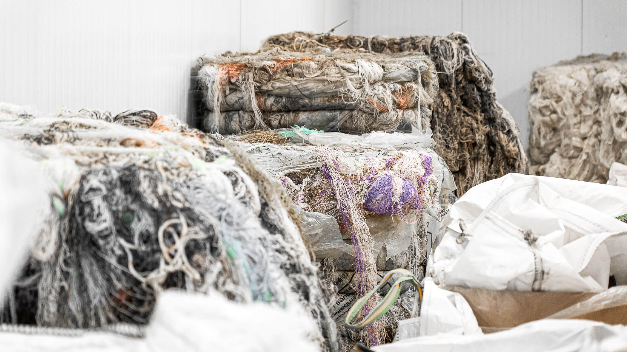 ghost fishing nets in bales