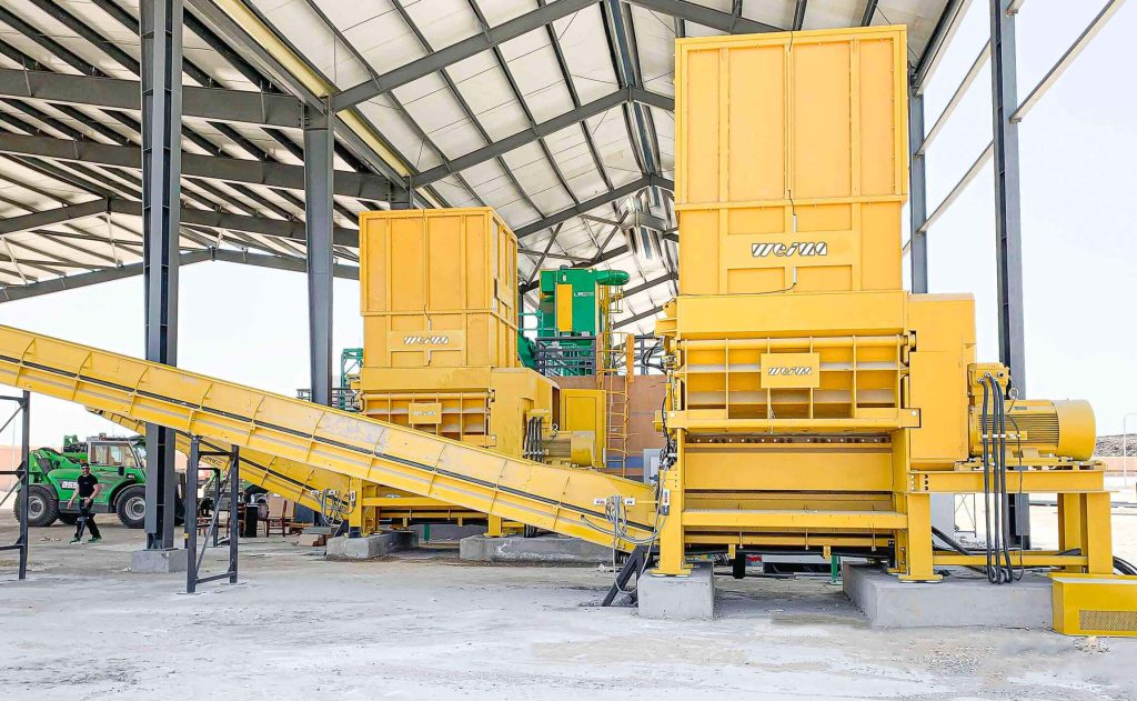 two yellow weima waste shredder in egypt