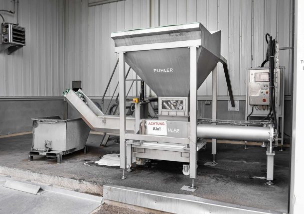 stainless steel weima puehler drainage press inside a production hall