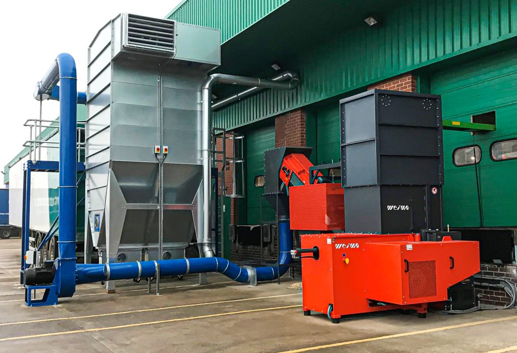 dust extraxction system with orange weima shredder