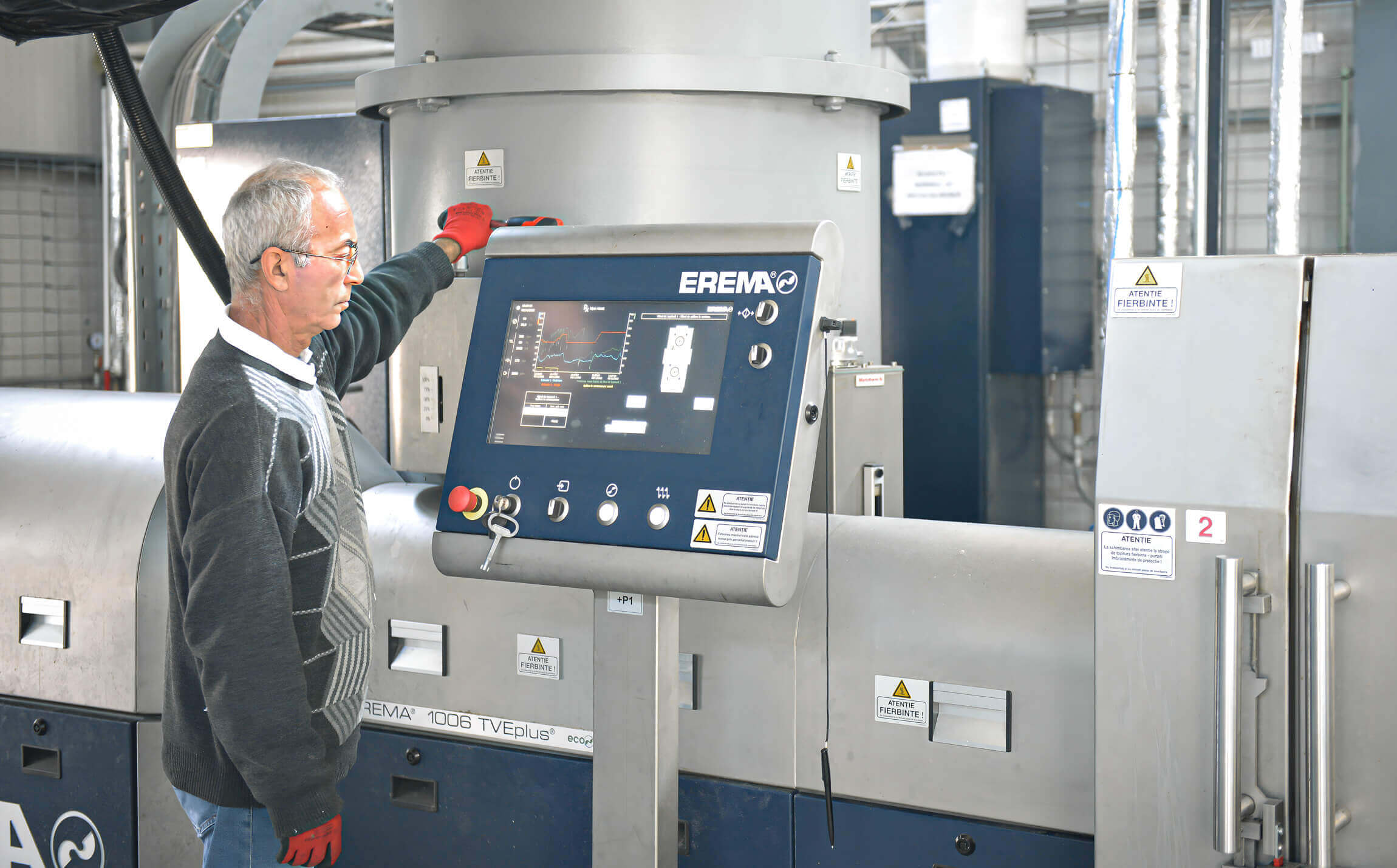 erema extrusion machine with expert recycling employee