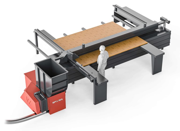WEIMA WL 4 wood grinder next to panel saw