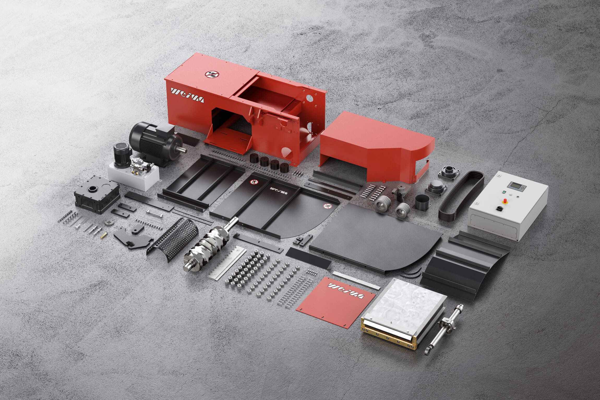 flat lay image of a weima shredder