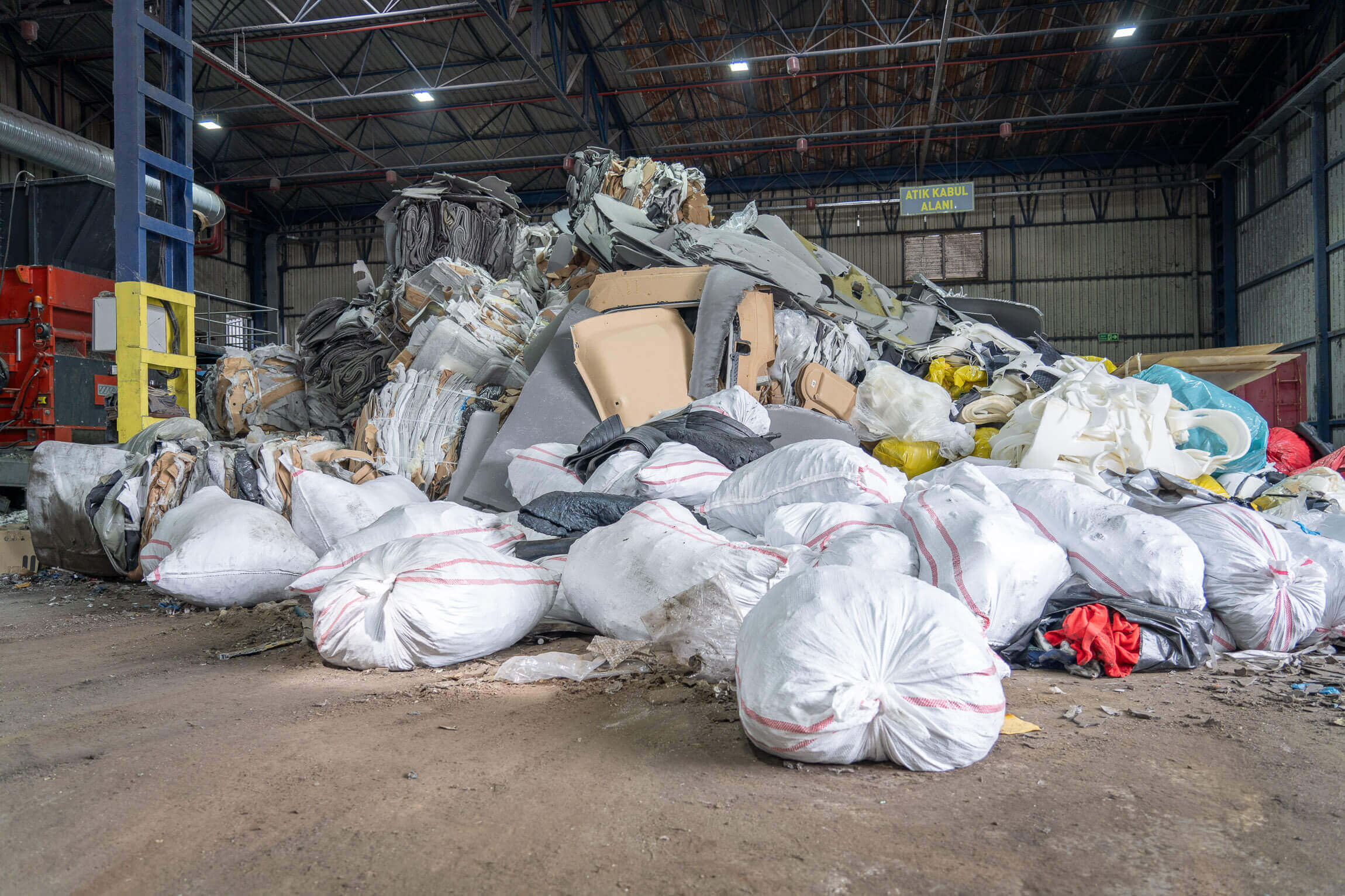 Large pile of hazardous waste in the Dekasan production hall