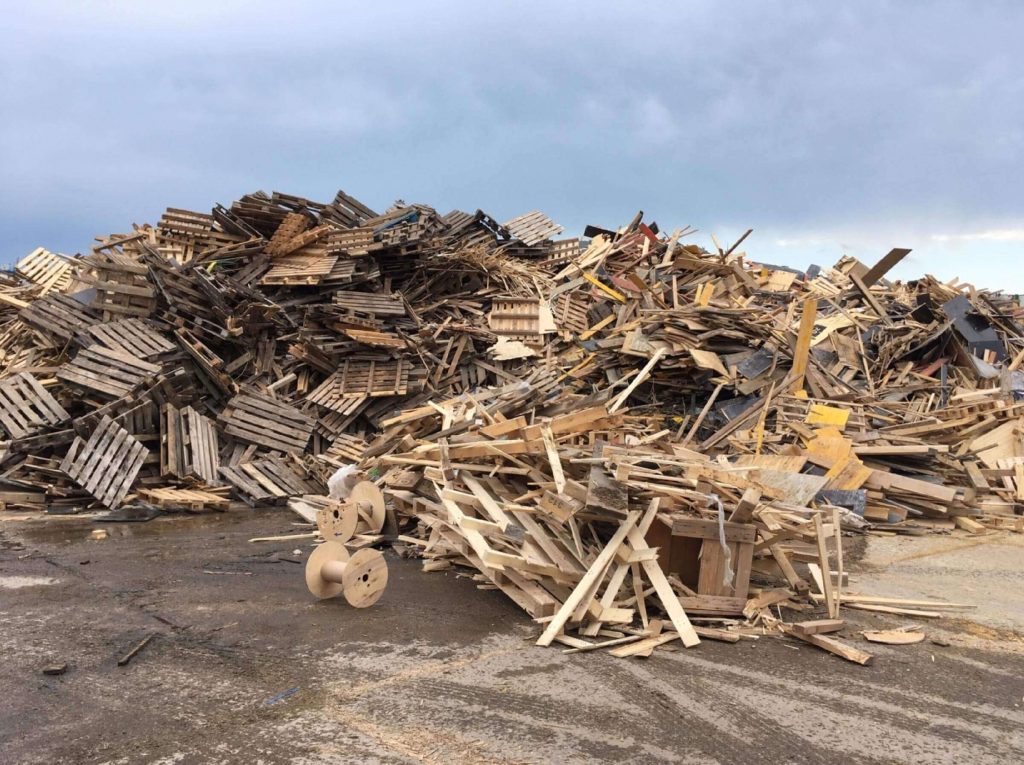 big pile of wood waste and scrap wood