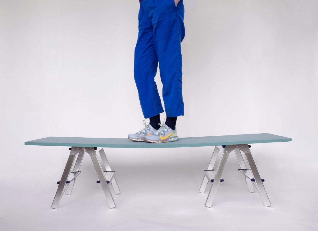 Superwood load test with sofia soudi standing on a superwood board